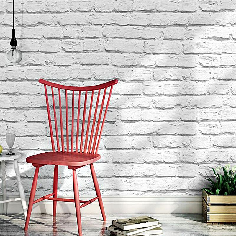 White Painted Brick Wallpaper Roll Moisture Resistant Rustic Dorm Room Wall Decor