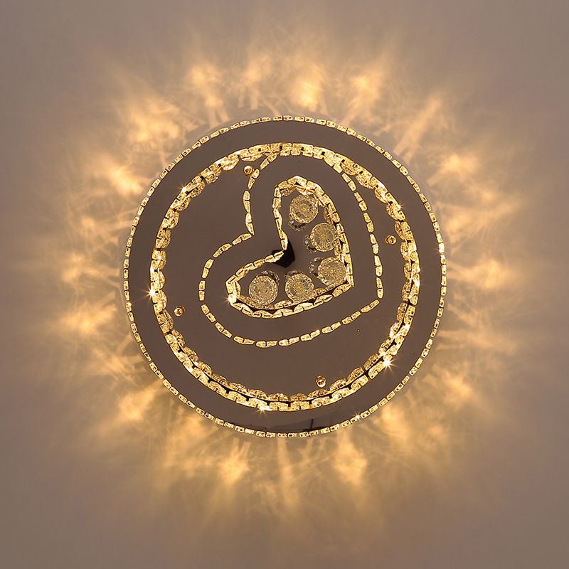 Runde Kristall -LED -Deckenleuchte Nordischer Chrom -Halbflush -Licht für Schlafzimmer