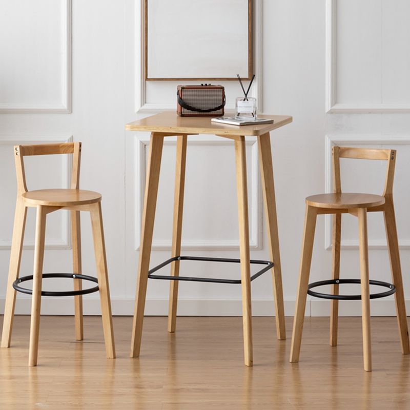 Modern Style Square Solid Wood Footrest Top Bar Dining Table for Home