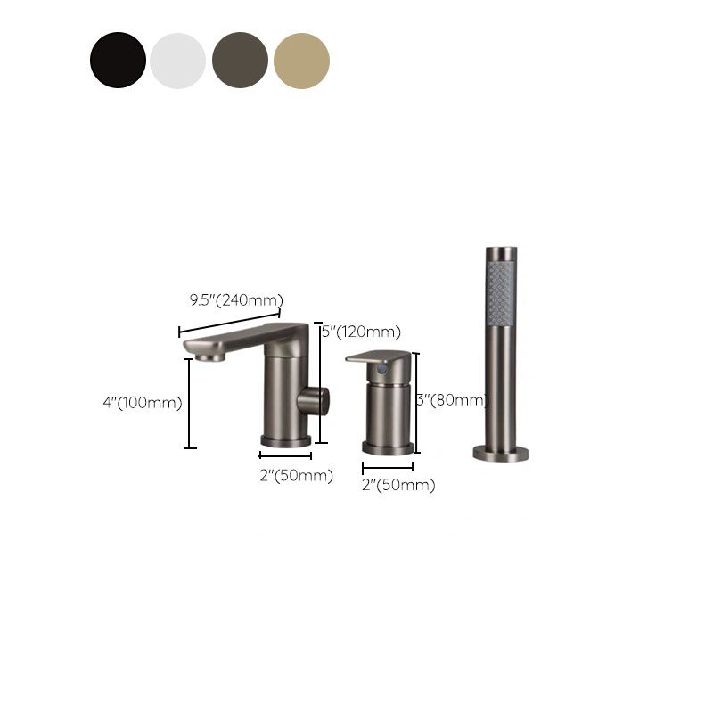 Modern Roman Tub Filler Copper with Hand Shower Deck Mounted Roman Tub Faucet