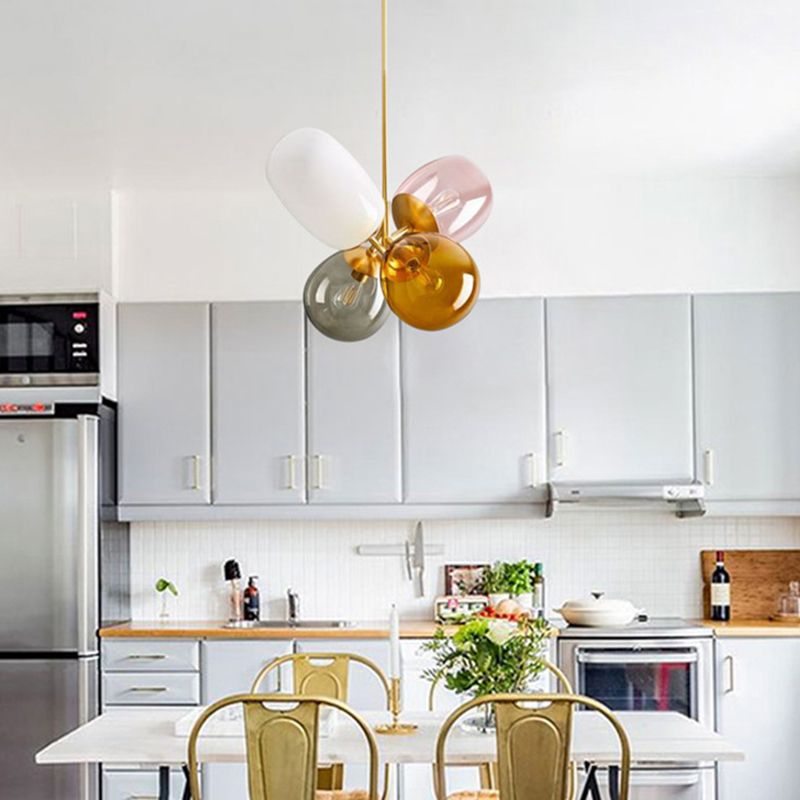 Buntes Glasschatten 4-leichter Anhängerlampe postmoderner Kunst dekorativ