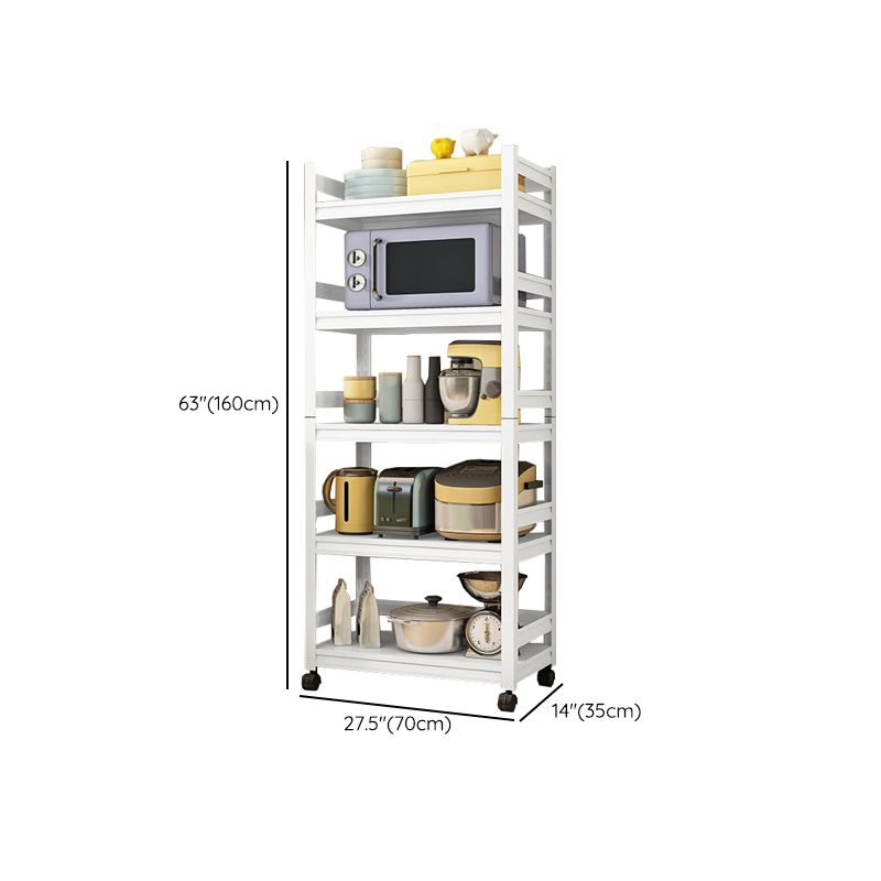 Modern Metal Kitchen Island Table Open Storage Prep Table in White