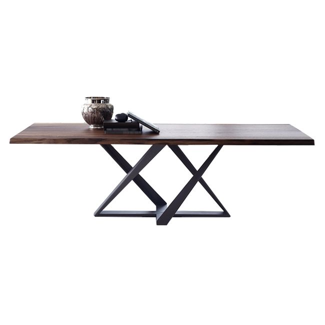 Metal Industrial Rectangle Dining Table Solid Wood Table for Dining Room and Kitchen