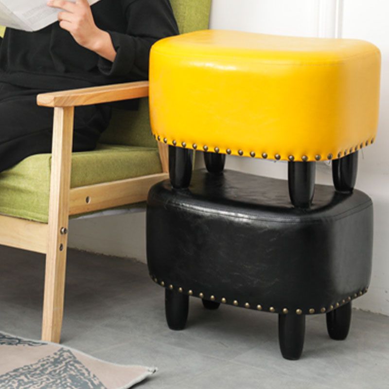 Nailhead Trim Ottoman Leather Special Shape Contrast Color Stain Resistant Ottoman