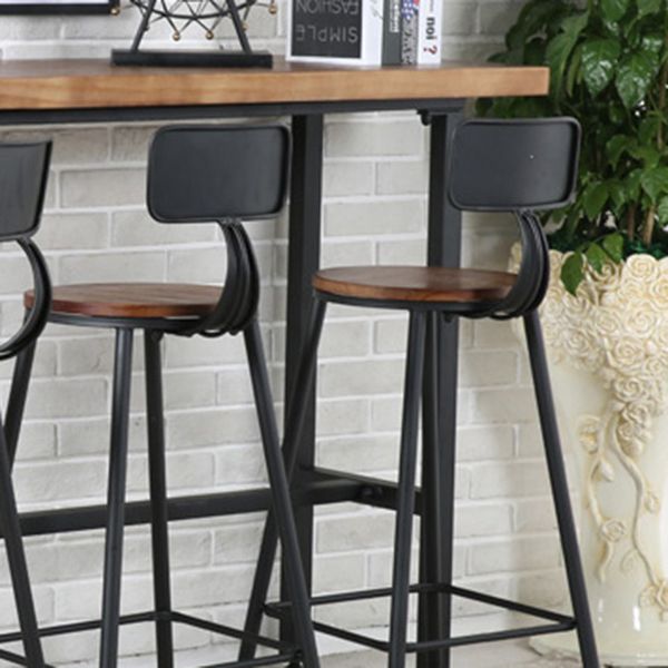 Rectangle Industrial Pub Table Set 1/4/7 Pieces Wooden Bar Table Set with Brown Stools