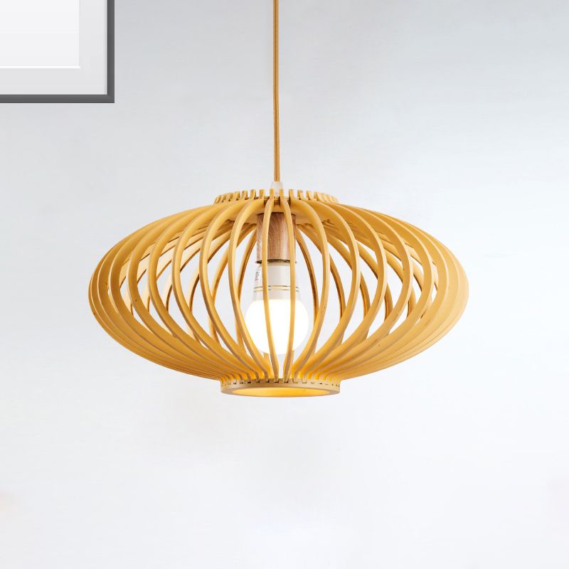 Lámpara colgante de láser negro/amarillo contemporáneo 1 cabezal de madera de techo de madera luz para restaurante
