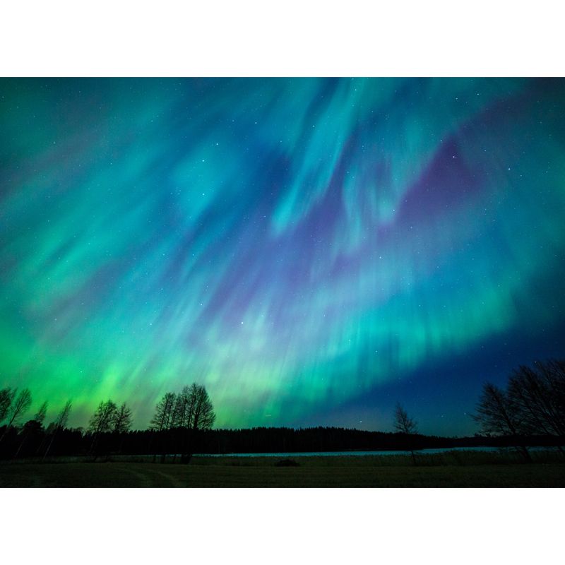 Photography Aurora Wall Covering Mural for Living Room, Blue, Custom Size Available