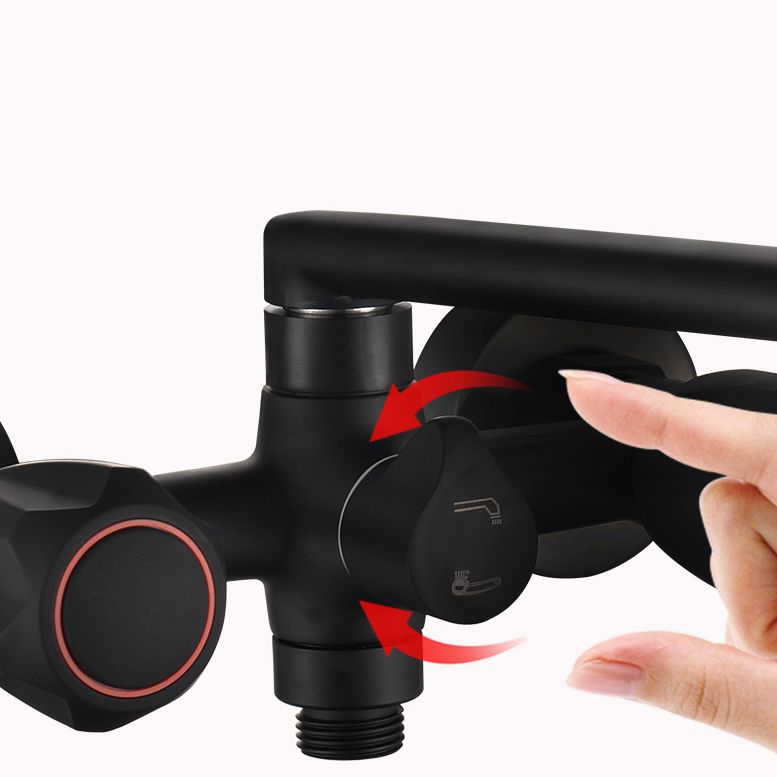 Modern Tub Faucet Trim Black Wall Mounted Swivel Spout with Handheld Shower