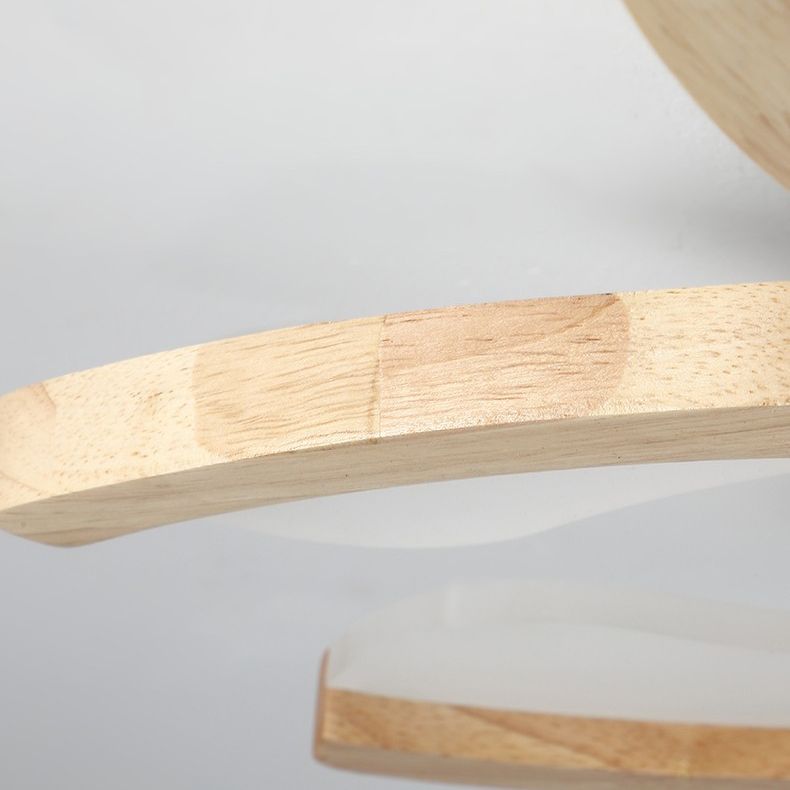 Satélite artificial de color madera cruda semiintegrado, lámpara de techo de madera moderna y simple con pantalla de acrílico