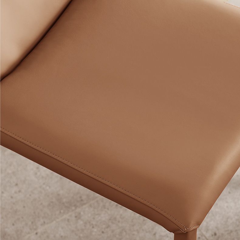 Silla lateral de cuero para el hogar, estilo diseñador, acabado mate, respaldo sólido, silla de comedor