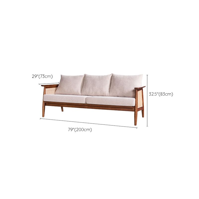 28.74" Wide Square Arm Sofa Solid Wood Sofa with Rattan Accent