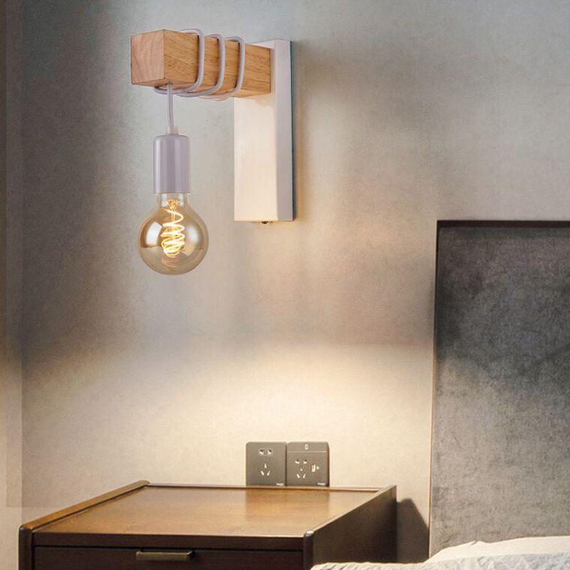 Modern Style Wood Wall Light Bulb Shape 9" High Wall Sconce for Bedroom