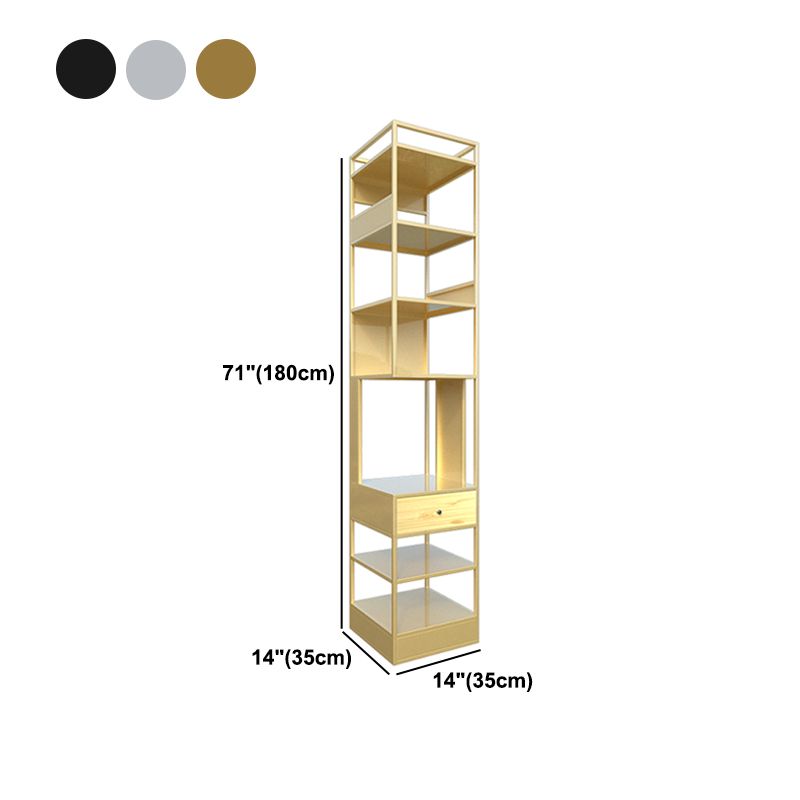 Libreria d'angolo industriale di ferro aperta libreria verticale con cassetto