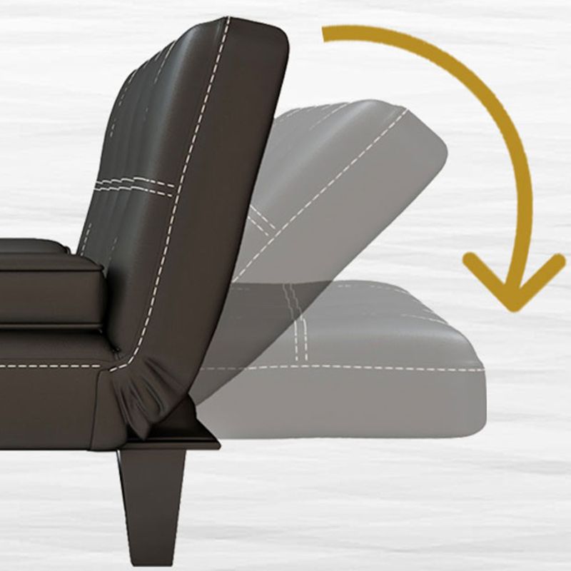 Contemporary Upholstered Sofa Bed PU Leather Convertible Sofa in Black