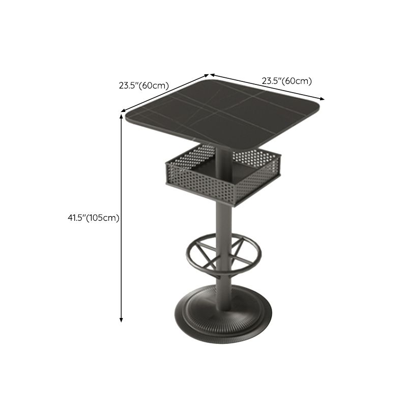Industrial Style Bar Wine Table Black Bar Dining Table with Storage