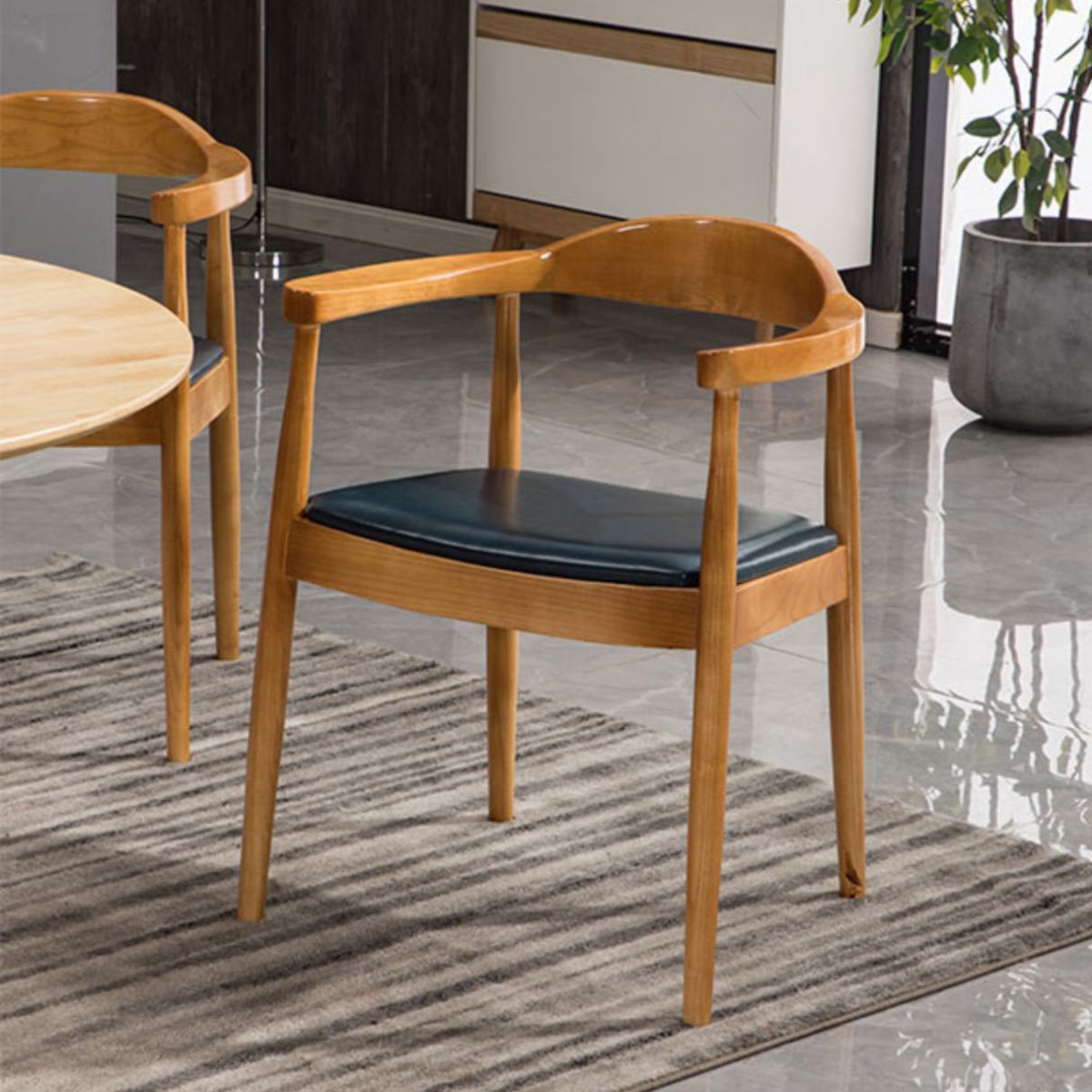 Modern Style Wood Dining Chair Stackable Open Back Dining Side Chair for Home