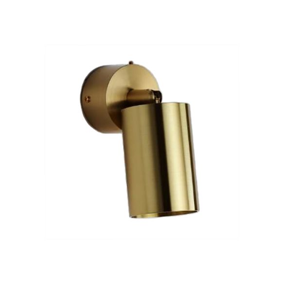 1 Bulb Metal Wall Light Fixture Industrial Vintage Brass Finish Cylinder Shaped Bedside Wall Sconce Lighting