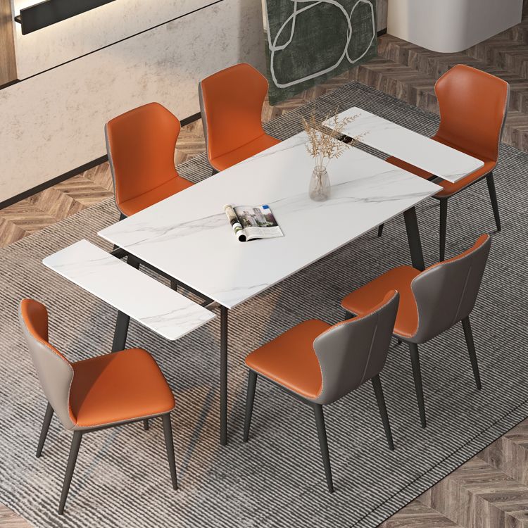 Contemporary Style Extendable Table Stone Rectangle Dining Table for Dining Room