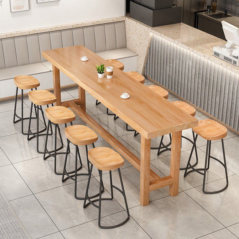 Luxury Rectangular Bar Table Set 1/5/6/11 Pieces Wooden Counter Table with High Stools