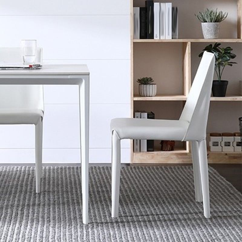 Parsons Armless Dining Chairs Indoor Dining Room Faux Leather Side Chair