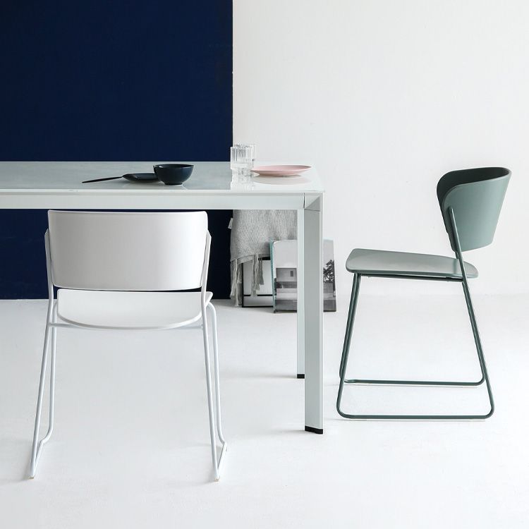 Matte Finish Industrial Dining Side Chair Open Back Plastic Dining Chair