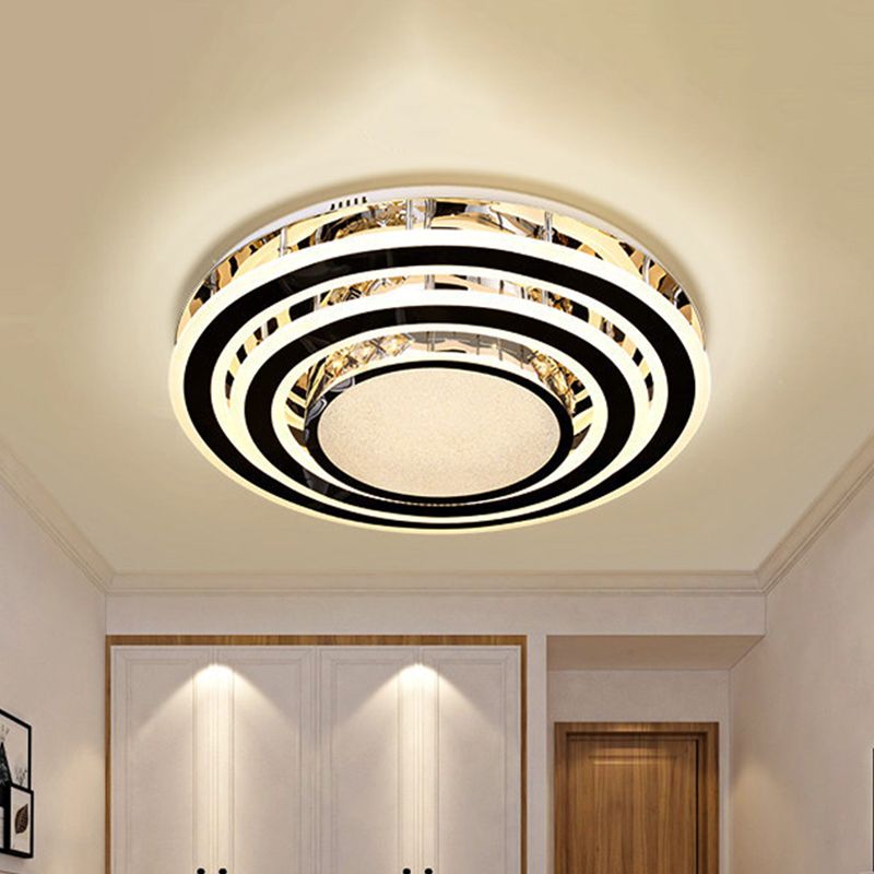Simple Style LED Ceiling Fixture Black Circular Flush Mount Light with Acrylic Shade
