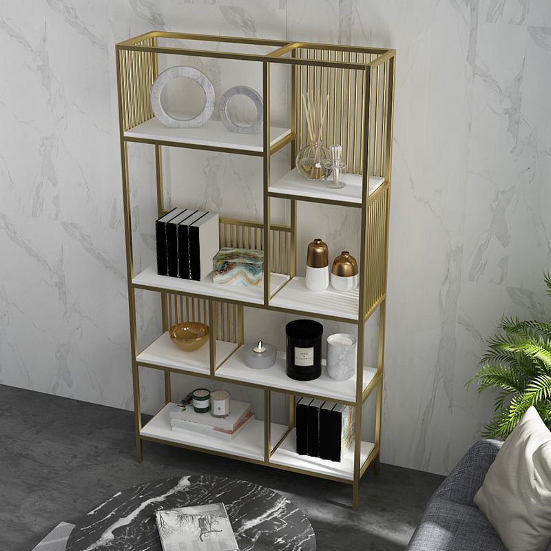 Modern Metel Bookcase Gold Etagere Bookshelf for Living Room 70.9" H X 11.8" W