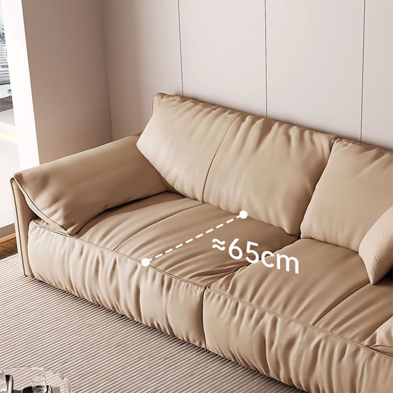 Genuine Leather 2-seater Solid Color Tight Seat Pillow Top Arm Sofa