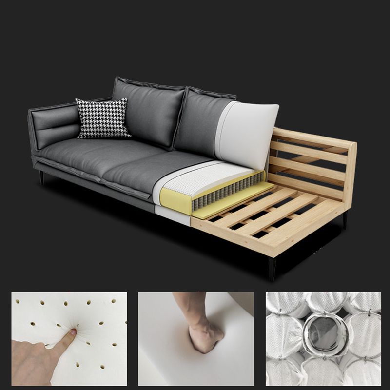 Standard Contemporary Square Arm Stain Resistant Settee Couch with Pillows