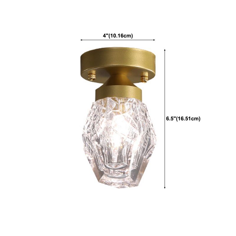 Single Modernism Golden Flush Mount Lighting LED Ceiling Light with Crystal
