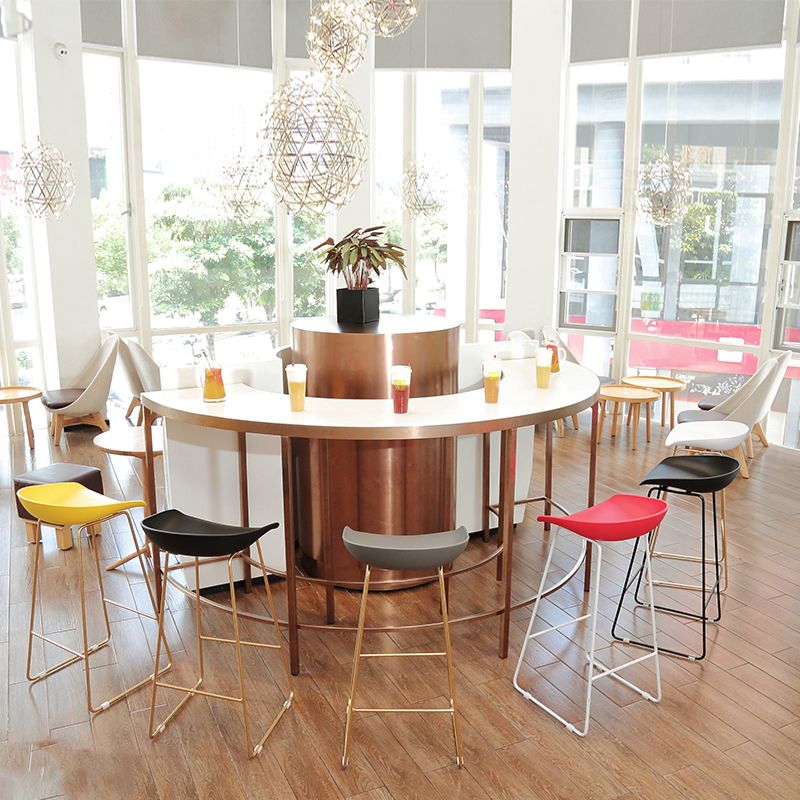 Contemporary Plastic Armless Bar Stool Low Back Bar Height Stool with Metal Frame