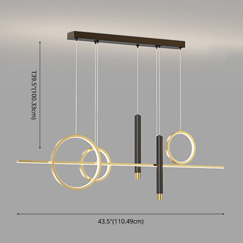Luce a sospensione dell'isola a LED lineare in alluminio in moderna luce del soffitto in ferro battuto in stile creativo con ombra acrilica