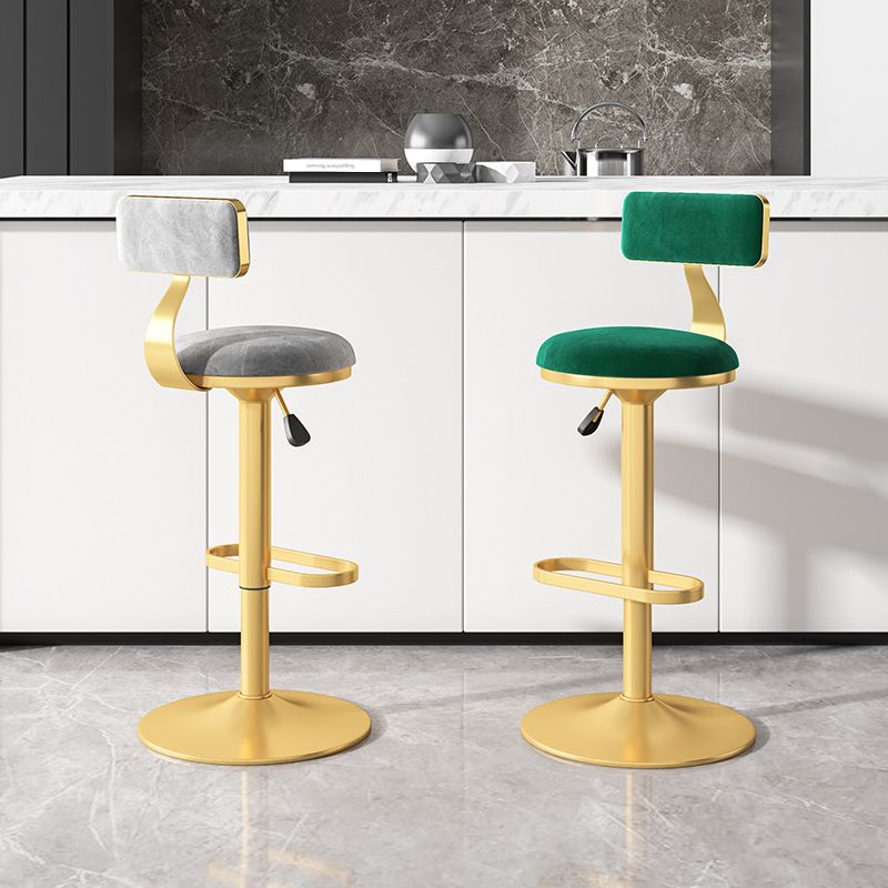Glam Rotatable Backrest Counter Stool Steel Kitchen Bar Stool with Cushion and Pedal