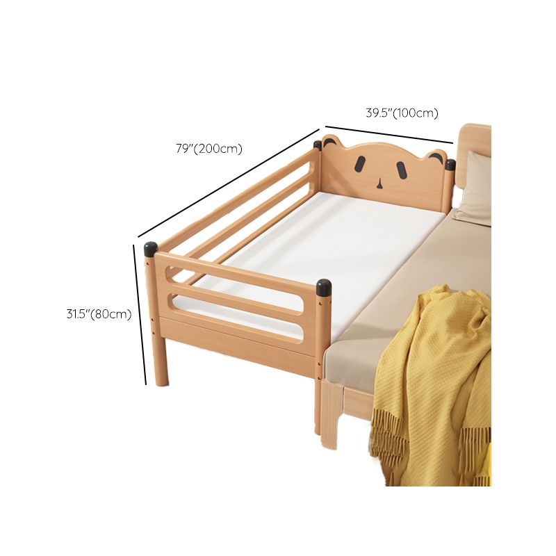 Glam Style Solid Wood Nursery Bed in Nature with Safety Guardrail