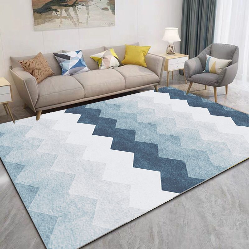 Modern Area Rug Classic Geometry Pattern Carpet Polyester Living Room Rug with Non-Slip Backing
