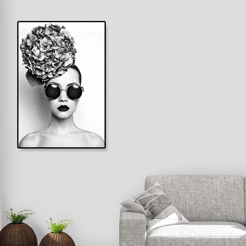 Photo Fashionable Girl Wall Decor Figure Glam Textured Canvas Art Print for Rest Room