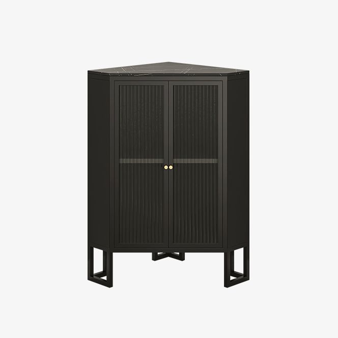 35.5"H Modern Stone Buffet Sideboard 2 Glass Doors Dining Room Buffet Server