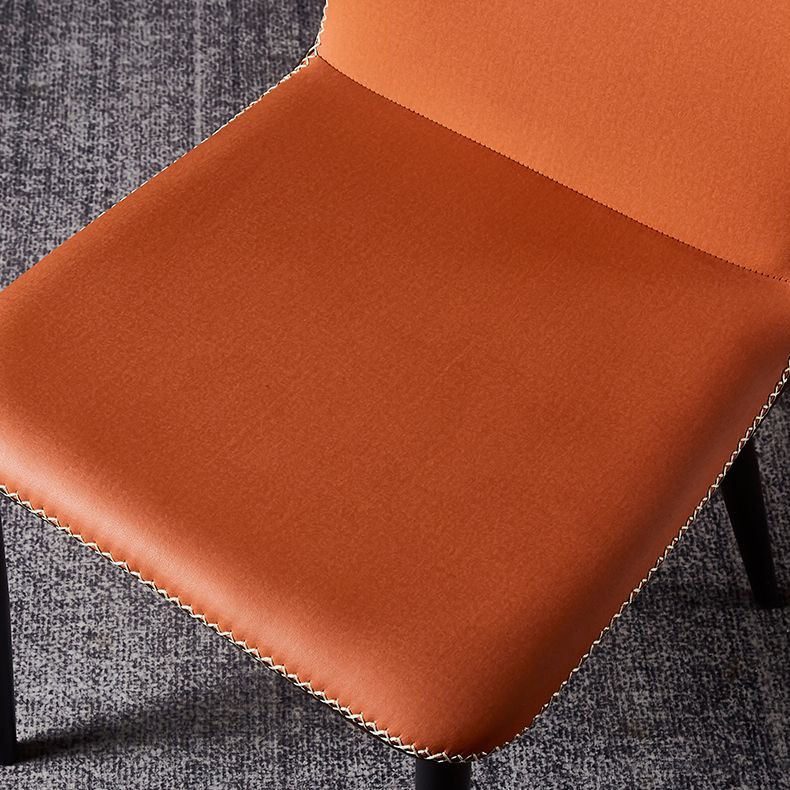 Silla lateral de comedor de diseño moderno, silla de cuero sin brazos para el hogar