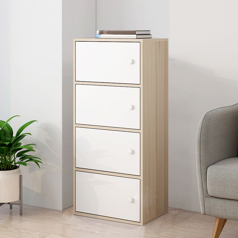 Minimalistic Rectangle Storage Cabinet with Wooden Knobs Doors