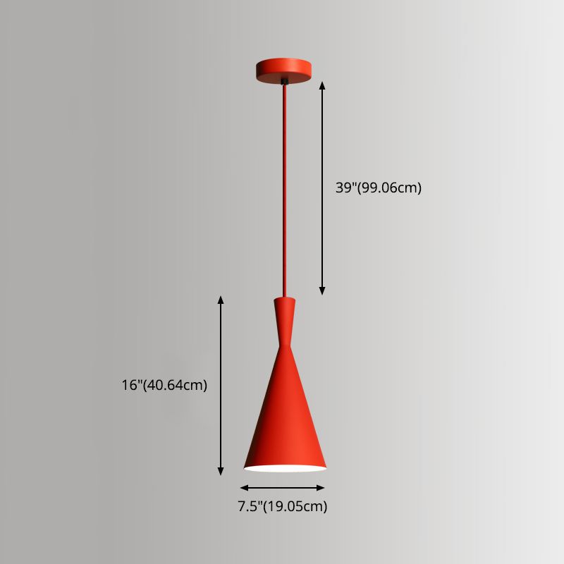 Lámpara colgante de acabado rojo de metal geométrico 1 cabeza vintage colgante luz de techo para restaurante