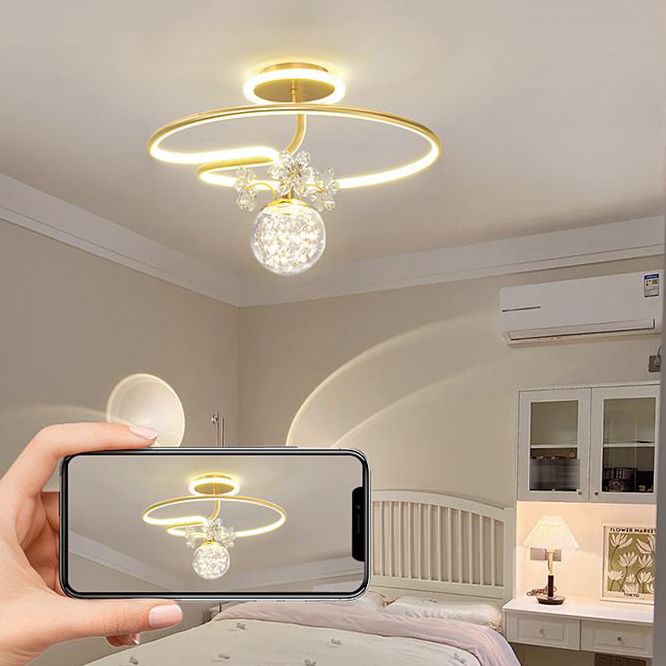 Lámpara de techo LED de forma de bola Montaje moderno de 3 luces para el estudio de dormitorio