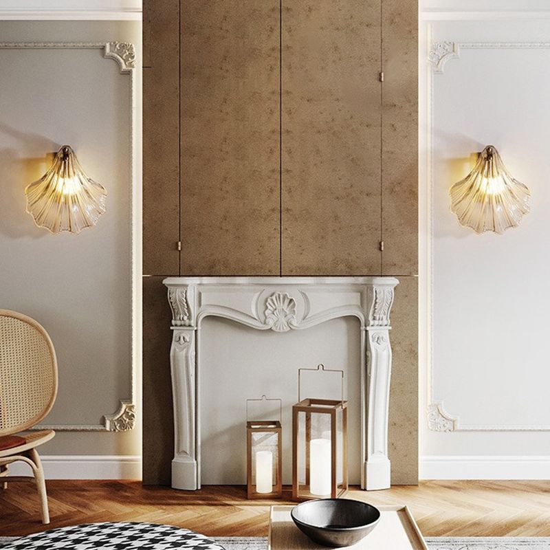 Lámpara posmoderna con lámpara con cáscara de cristal transparente sombra para dormitorio