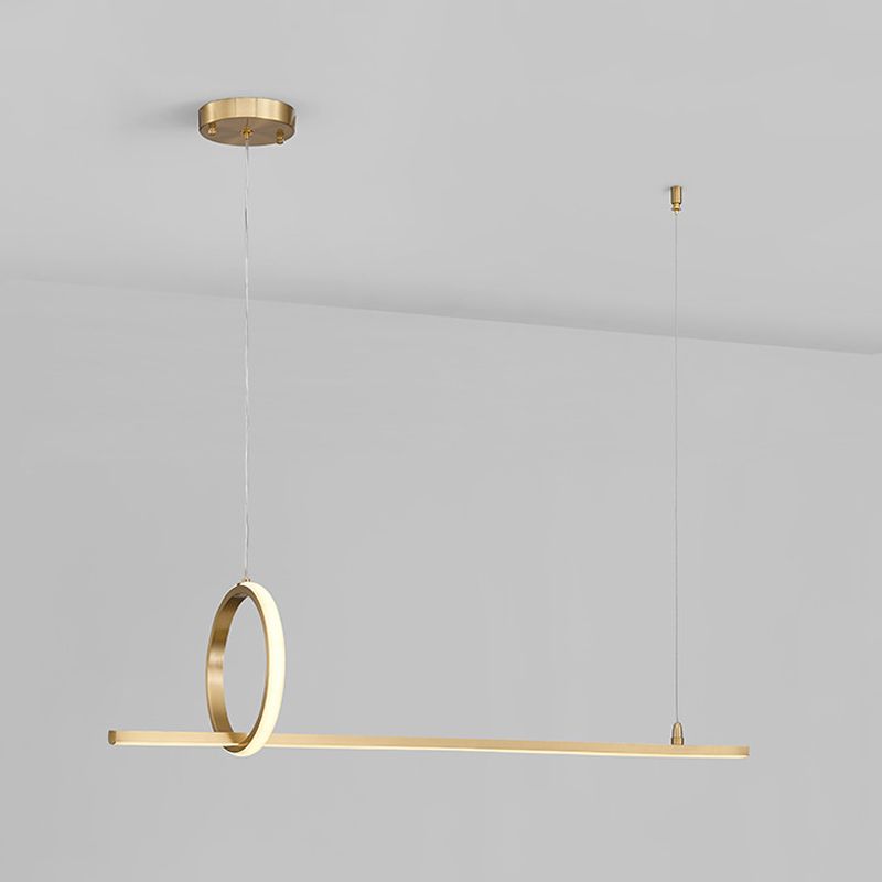 Metal Linear Island Pendant Lighting Modern 2-Light Island Light Fixtures