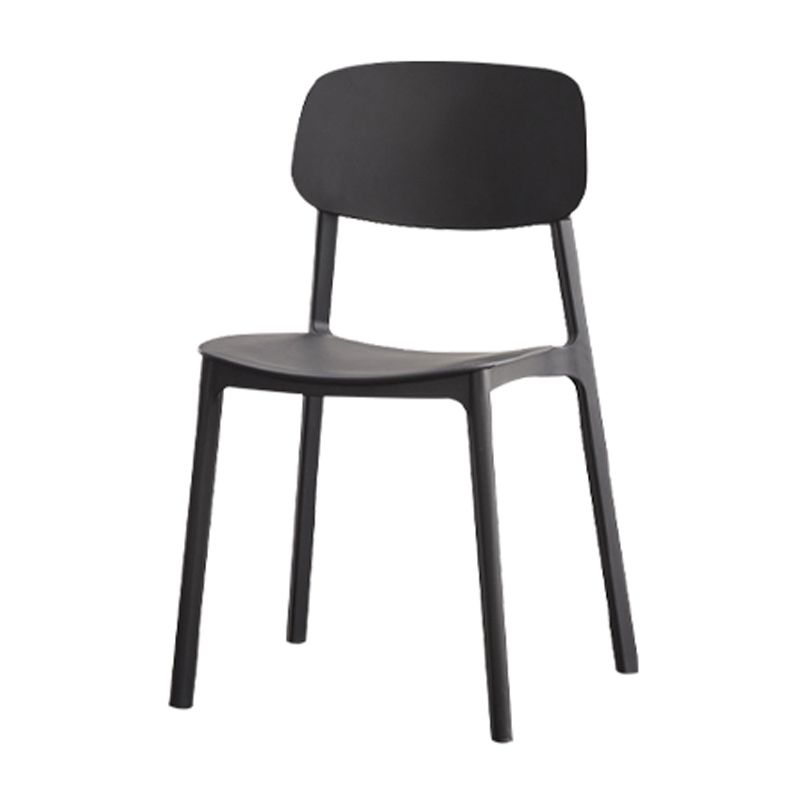 Sillas de comedor sin brazos con respaldo abierto Silla auxiliar de comedor apilable de plástico (juego de 4)