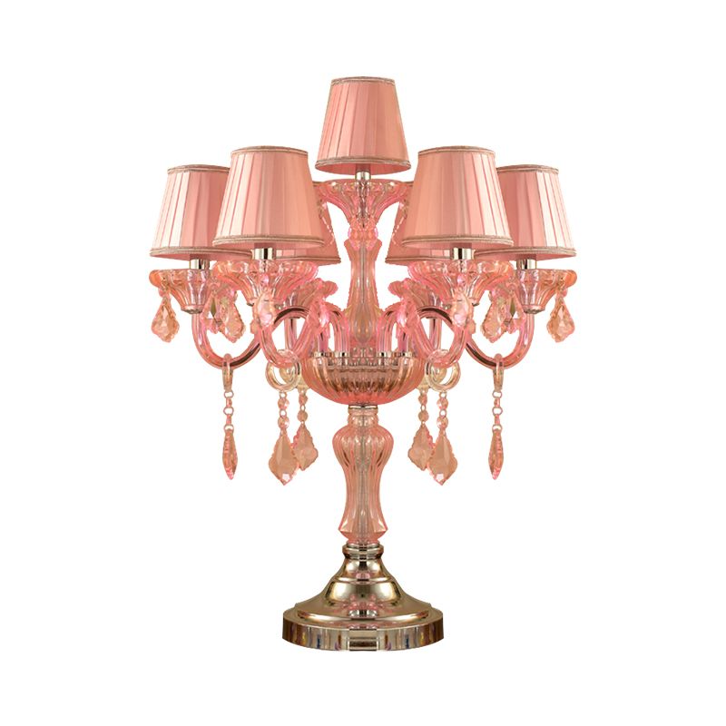 Table à coucher de bougies Lumières Crystal Spears traditionnelles 5/6/7 Bulbes de nuit rose LAMPE DE NEULLE