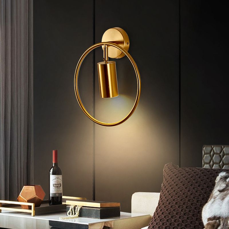 Modern Style Simplicity Wall Sconce Metal Ring Design Single Bulb Bedside Light