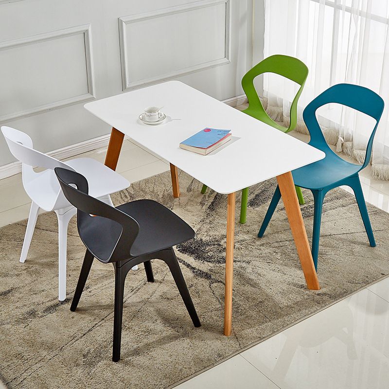 Ensemble de chaises de salle à manger en plastique, chaise d'appoint pour la maison scandinave, intérieur, dossier ouvert