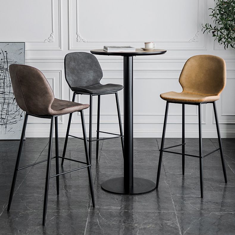 Scandinavian Matte Finish Leather Barstool Footrest Coffee Shop Stool