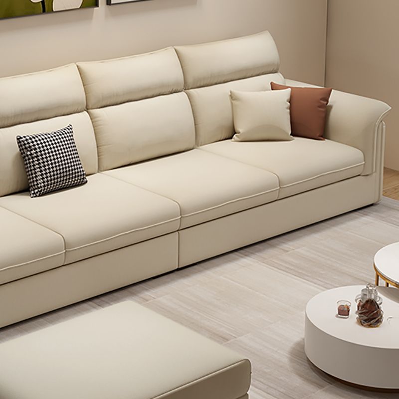 Contemporary Faux Leather Sofa with Ottoman Included in Pine Wood