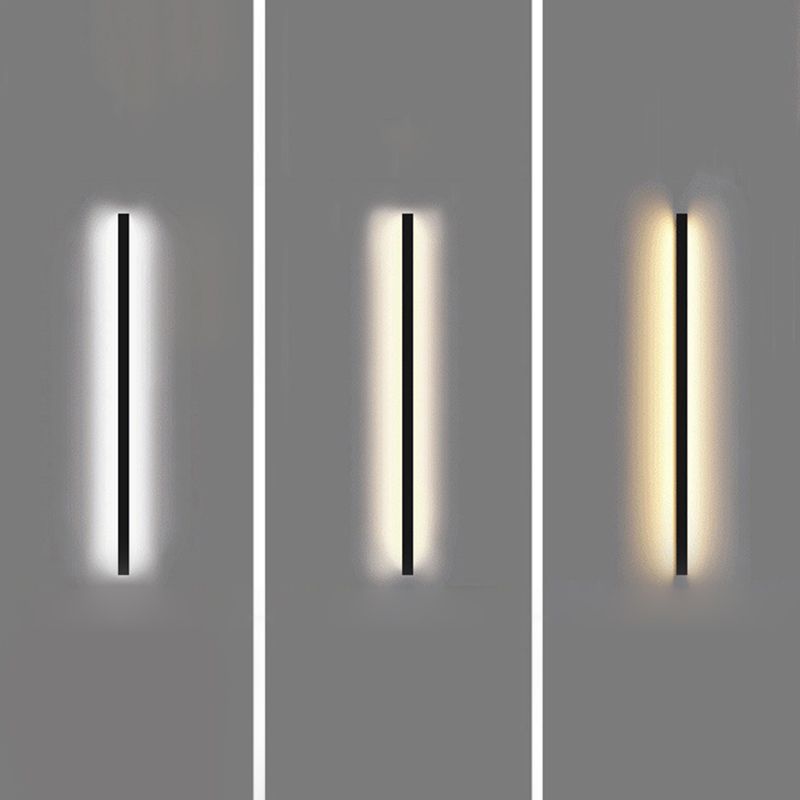 1-Light Linear Wall Sconce Modern Simple Style Metal Wall Lighting in Black